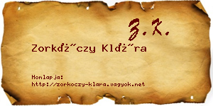 Zorkóczy Klára névjegykártya