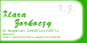 klara zorkoczy business card